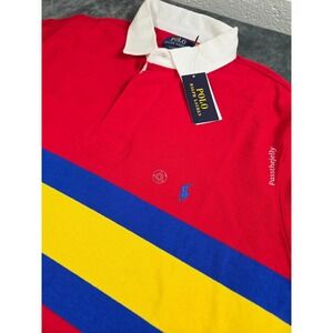 New Polo Ralph Lauren Rugby Shirt Mens Large Short Sleeve Stripe Superman Preppy